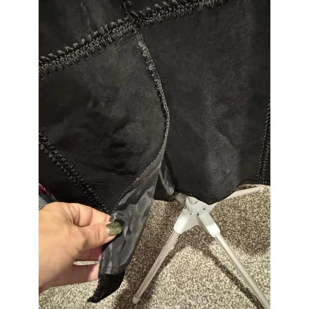 Vintage Denim & Co Embroidered  Black Suede Leather 3 Button Trench Blazer  - 2x